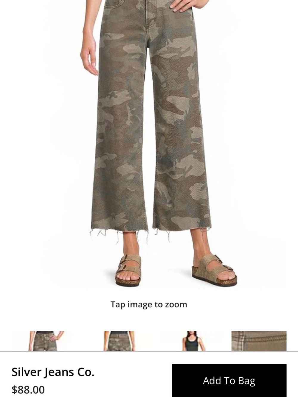 Silver Jeans Olive and Tan Camo Wide-Leg Jeans - Picture 1 of 4